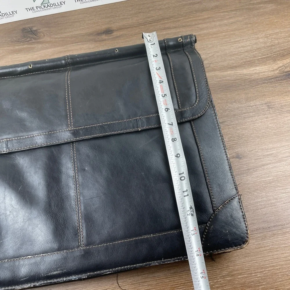 Wilsons Leather Briefcase Black Genuine Leather Double Buckle‎ Messenger Bag